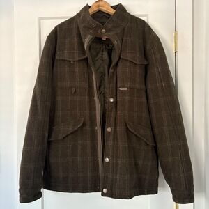 Powder River Outfitters Plaid Wool Blend Jacket Mens XL Green Utility Western